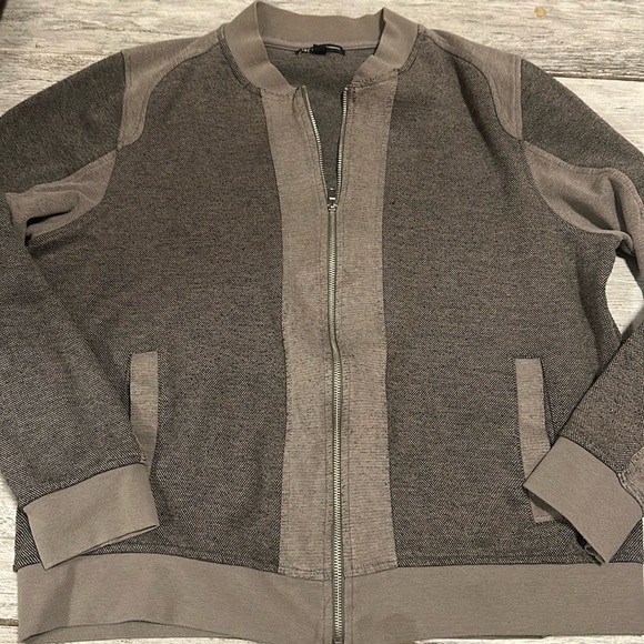 INC Brown weathered Zip Up Dress Sweater with Pockets - Picture 1 of 3